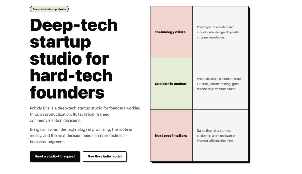 Prickly Bits - deep-tech startup studio | PRESS RELEASE 2 Prickly Bits - deep-tech startup studio | PRESS RELEASE